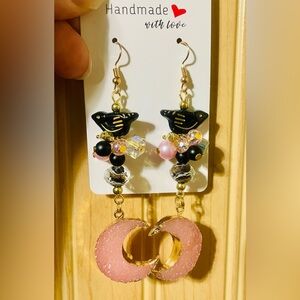 Hand Crafted Blackbird and Moon Earrings